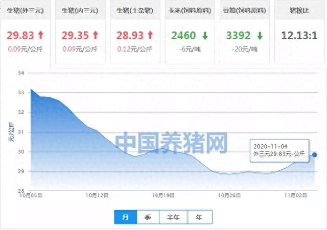 2020年11月4日最新生猪报价——猪价系统每日猪价，涨价